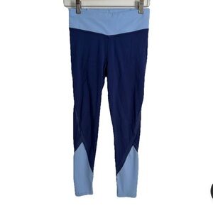 Athleta Girl Elevate High Rise Tight Leggings XL 14 Navy Light Blue Athletic